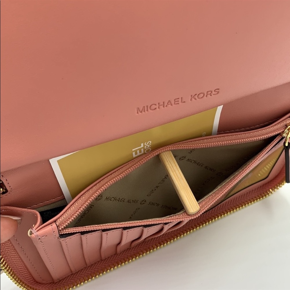 Michael Kors Jet Set Travel LG Flat MF Phone Case Sunset Rose - Picture 6 of 16
